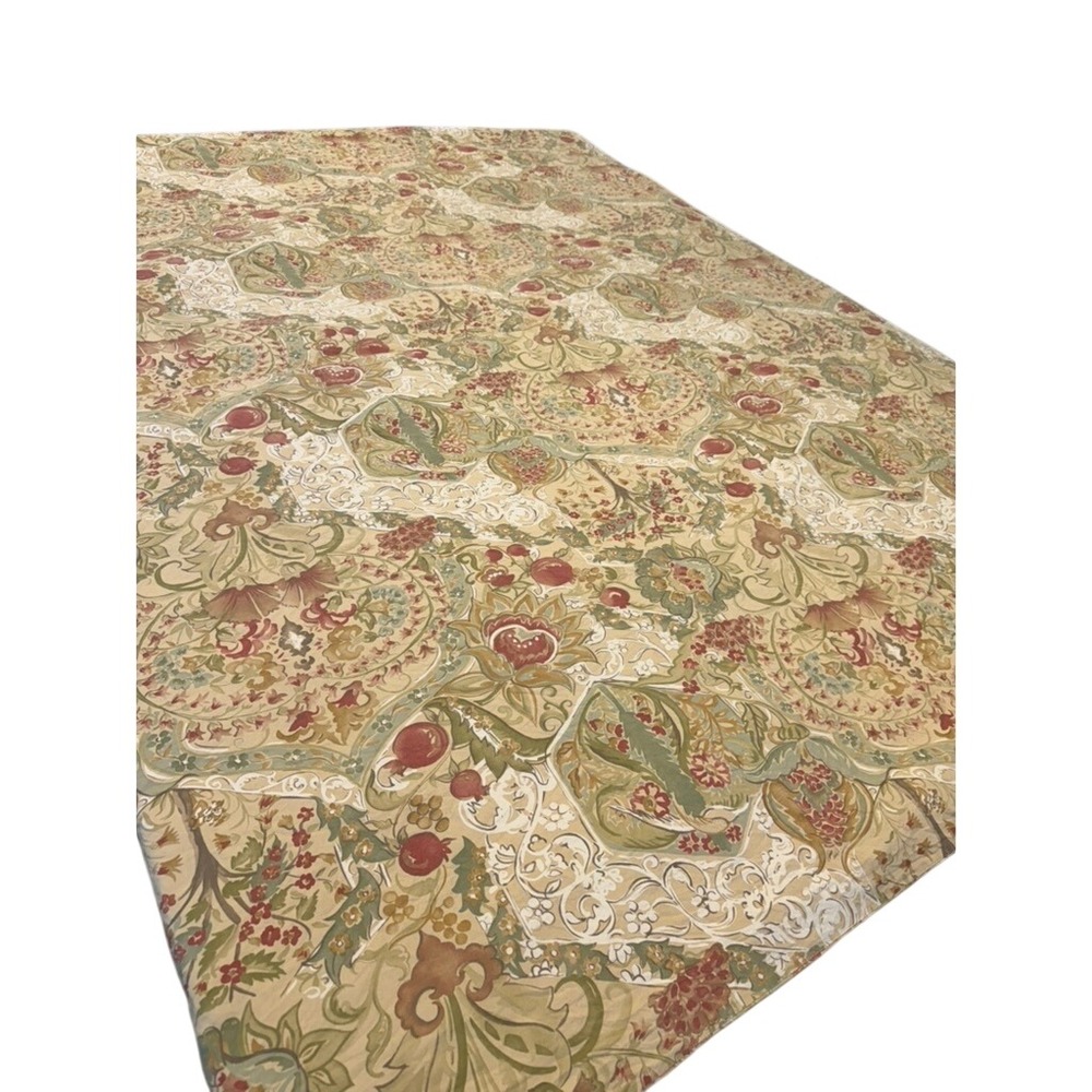 Pottery Barn Pomegranate Floral Duvet Cover Full Queen Sage Red Tan Botanical